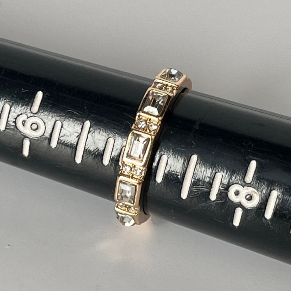 Gold Stacking Rings with Turquoise and Crystal Accents - Picture 4 of 6